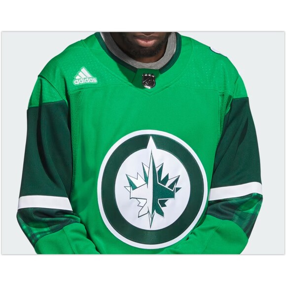 NWT Adidas NHL WINNIPEG JETS St Patricks Day Green Authentic Jersey 54, XL - Picture 6 of 7